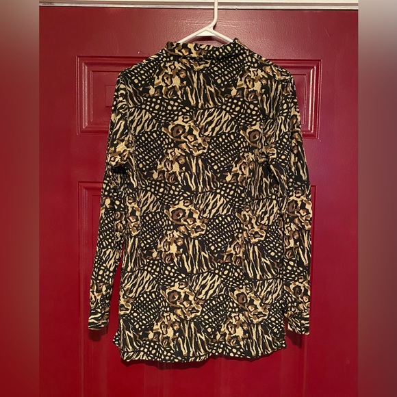 Cavalini Women’s Button Up Leopard Print Long Sleeve Blouse Size Small - Picture 2 of 12
